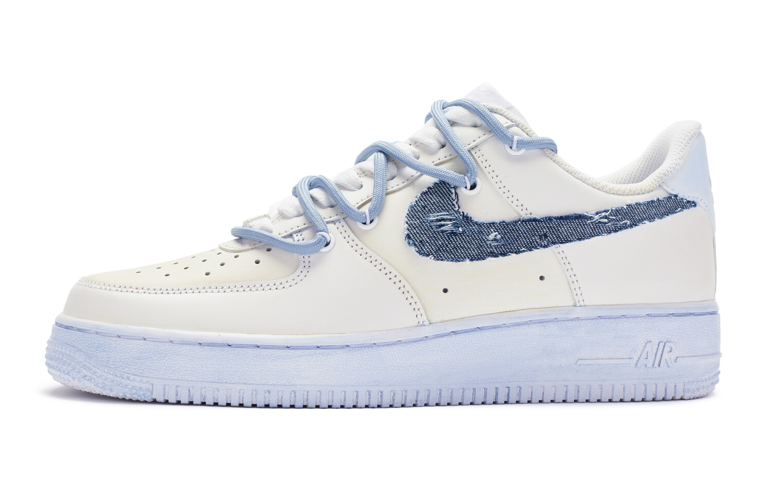 

Кроссовки Nike Air Force 1 Skateboard Shoes Women's Low-Top Beige Blue