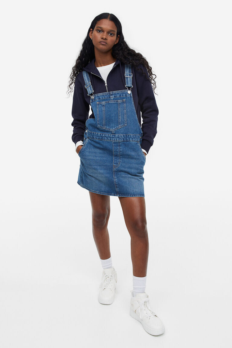 

Джинсовое платье-комбинезон H&M, синий