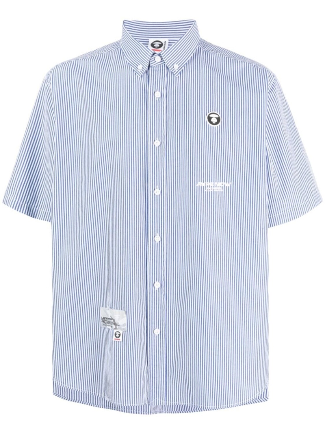 

A Bathing Ape полосатая рубашка с логотипом, синий