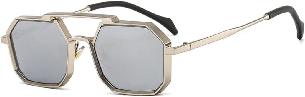 

Ретро-металлические панк-солнцезащитные очки для женщин, модные, с прозрачными линзами, защита от УФ-излучения UV400, для мужчин, красные и желтые SZVVBKK, Silver Silver Mirror