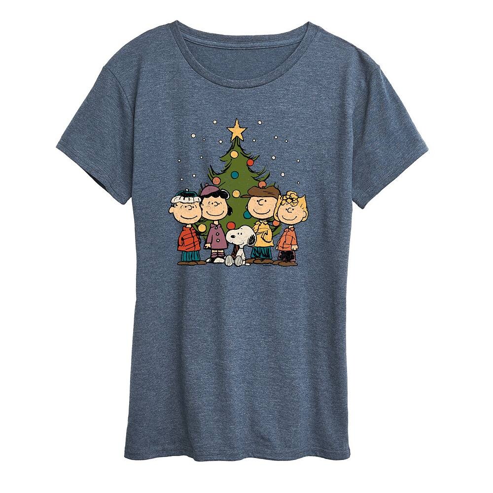 

Женская футболка с рисунком Peanuts Christmas Group Licensed Character, цвет Heather Blue