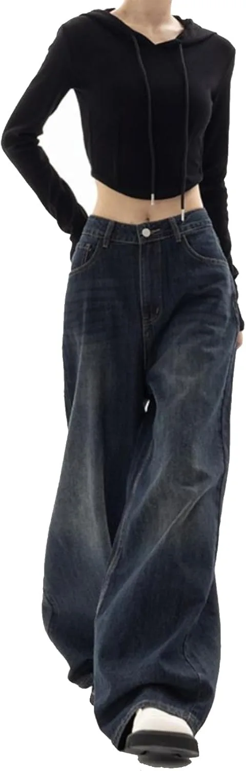 

Yelloop Y2k мешковатые джинсы для женщин — широкие брюки в осенней моде 2023