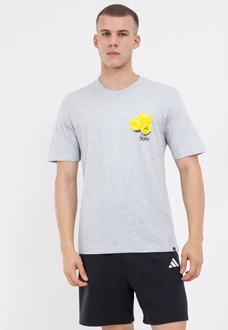 Футболка с принтом, лимоны, Lounge Adidas, светло-серый