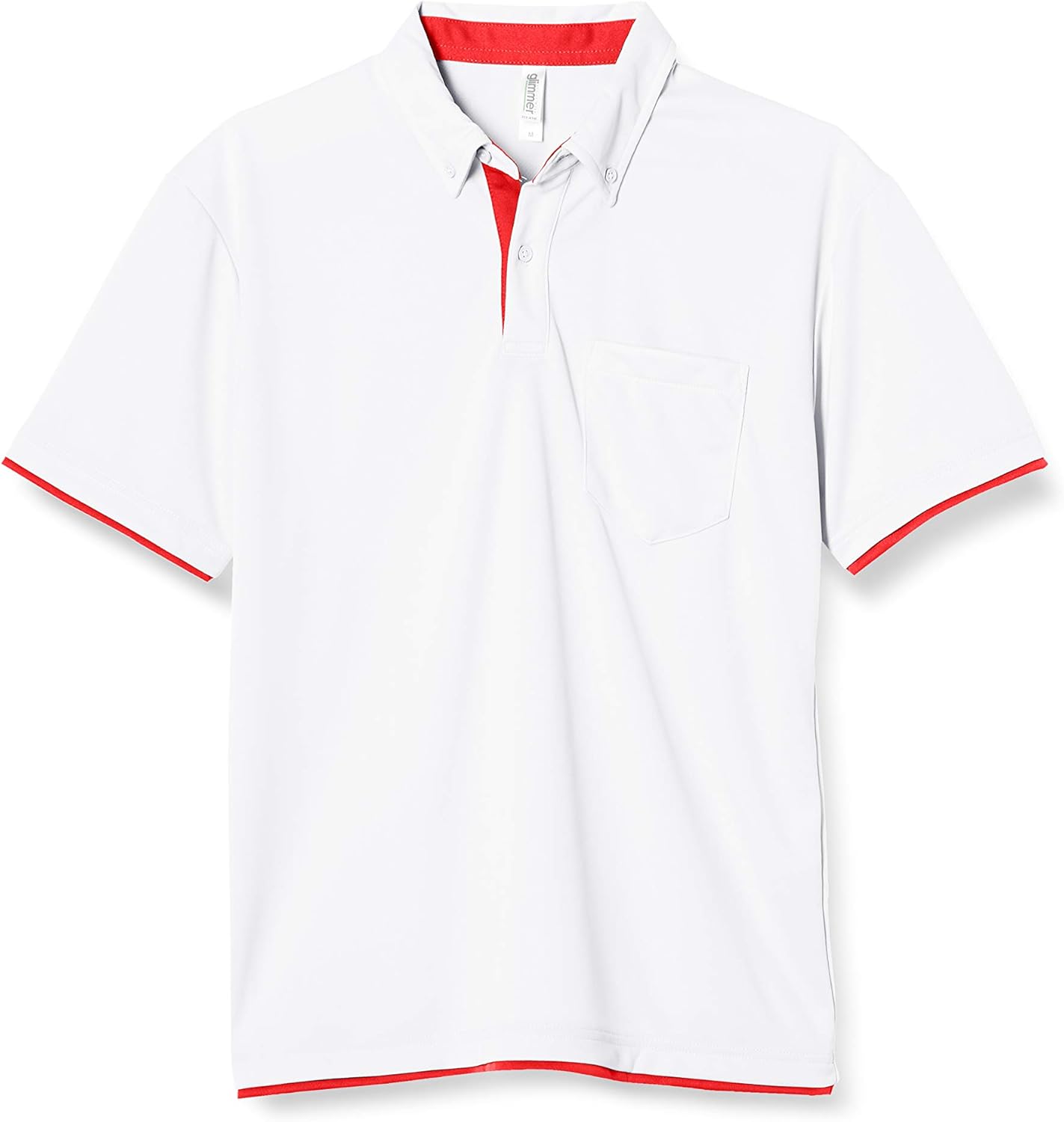 

Мужская рубашка-поло Glimmer 00315-AYB на пуговицах, из быстросохнущей ткани, с коротким рукавом, с карманом, плотность ткани 4,4 унции, белый/красный