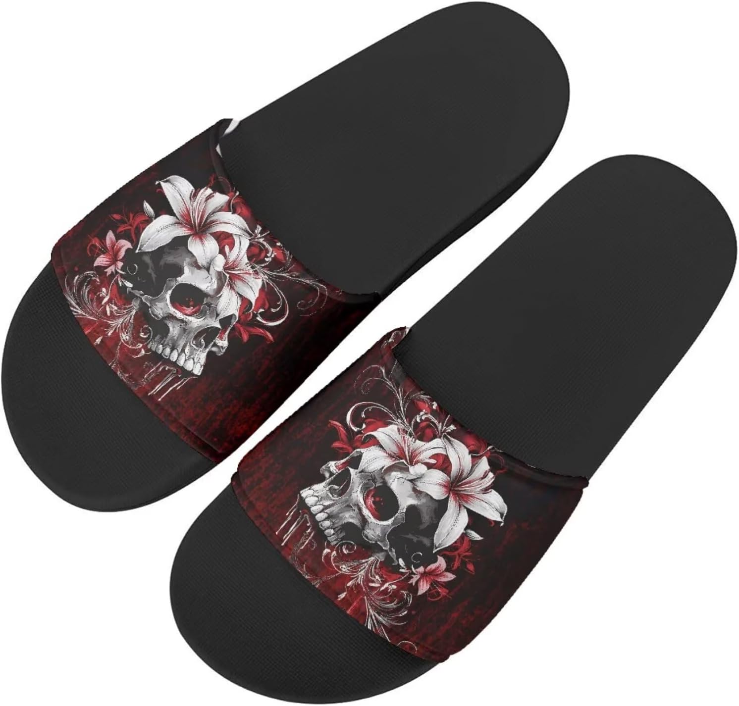 

Тапочки Howilath с оригинальным узором для женщин и мужчин, нескользящие шлепанцы с одной лямкой, открытый носок, мягкая подошва, плоские сандалии, красный