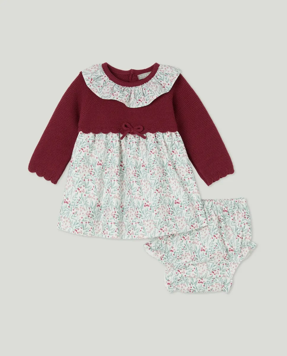 

Платье из трикотажа и гладкой ткани с принтом для младенца Coconut El Corte Inglés, красный