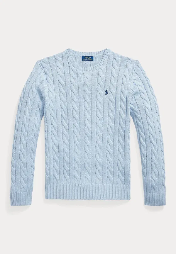 Свитер из хлопка с косами Polo Ralph Lauren, синий гиацинт — фото 4