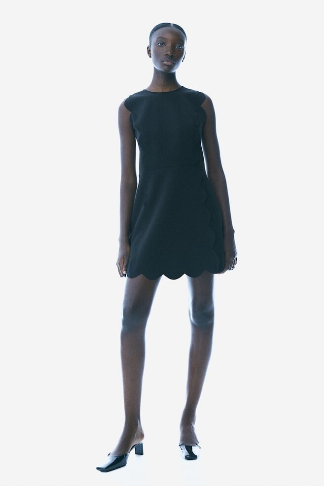 

Платье из твила с фестончатыми краями H&M, черный