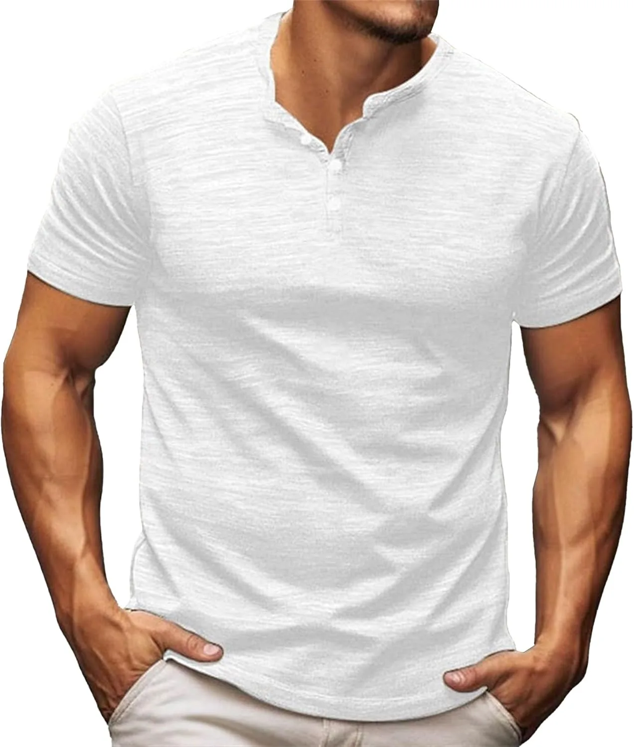 

Классическая хлопковая футболка-хенли с коротким рукавом Gsywaipei