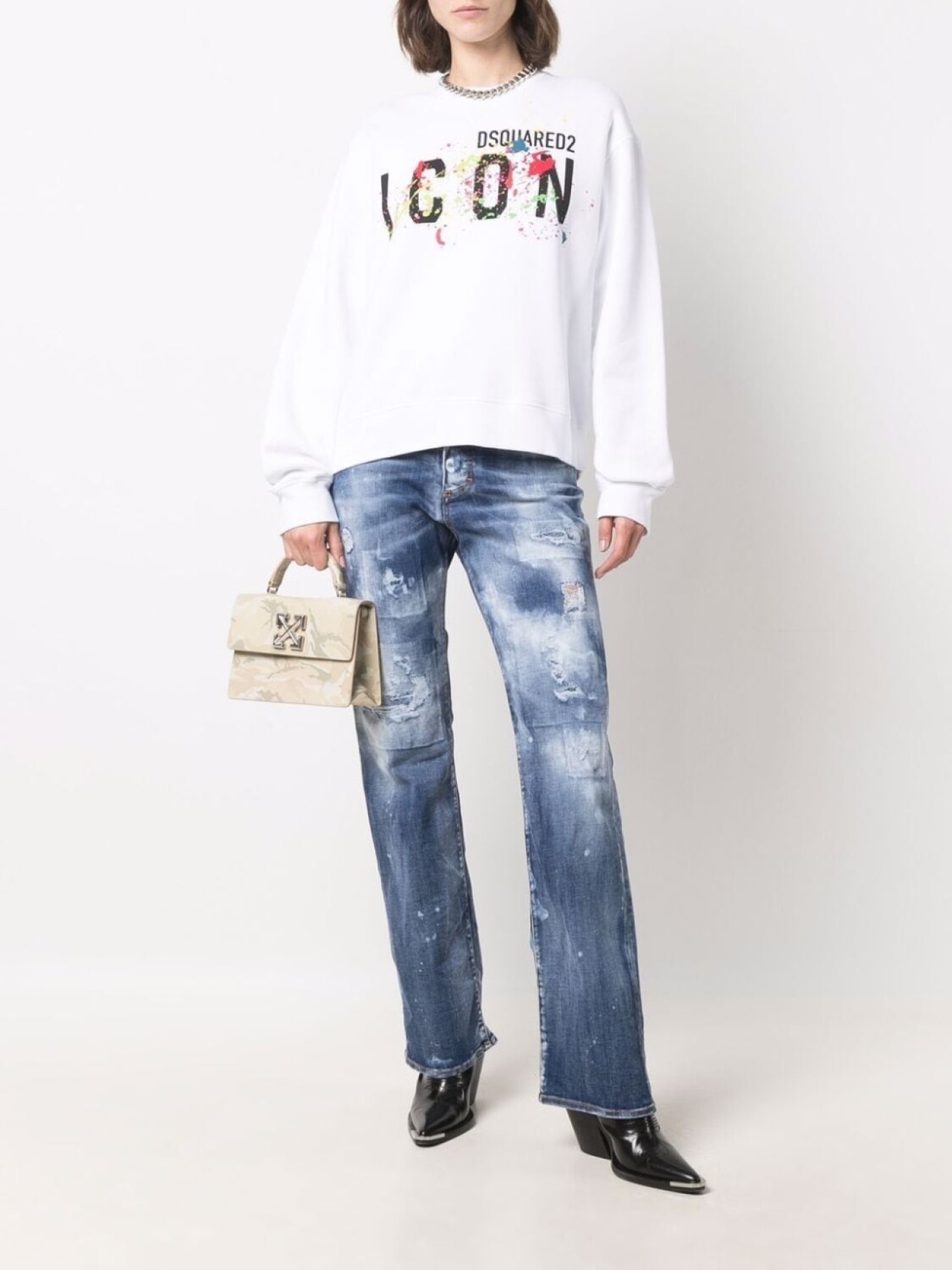Dsquared2 джинсы с завышенной талией и принтом тай-дай, синий — фото 2