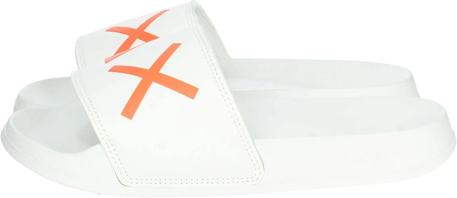 SUN68 Uomo US24SU22 X34103 Тапочки с логотипом Verde Militare/Fluo Orange, белый
