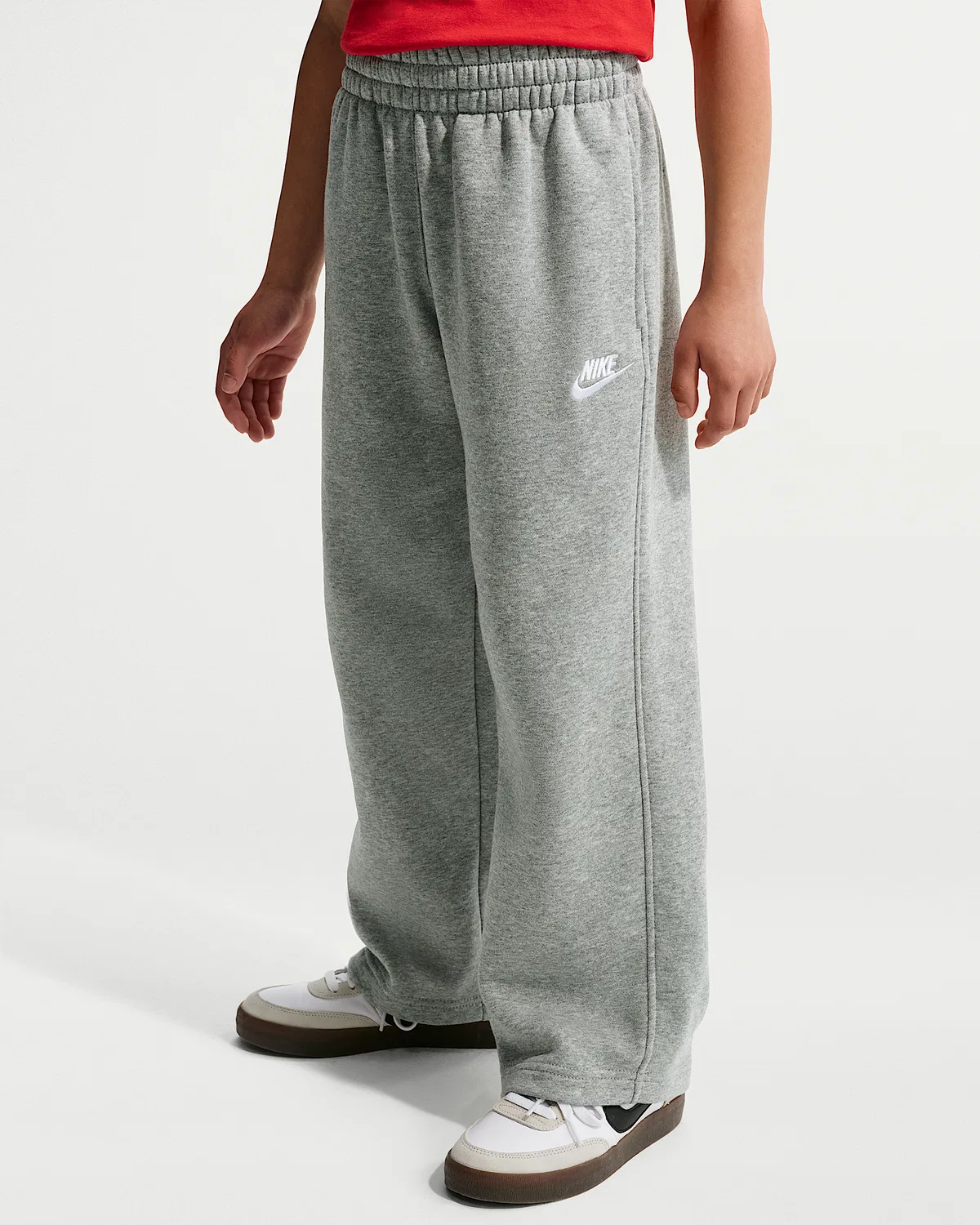 Детские свободные штаны с открытым низом Nike Sportswear, Dark Grey Heather/White — фото 2