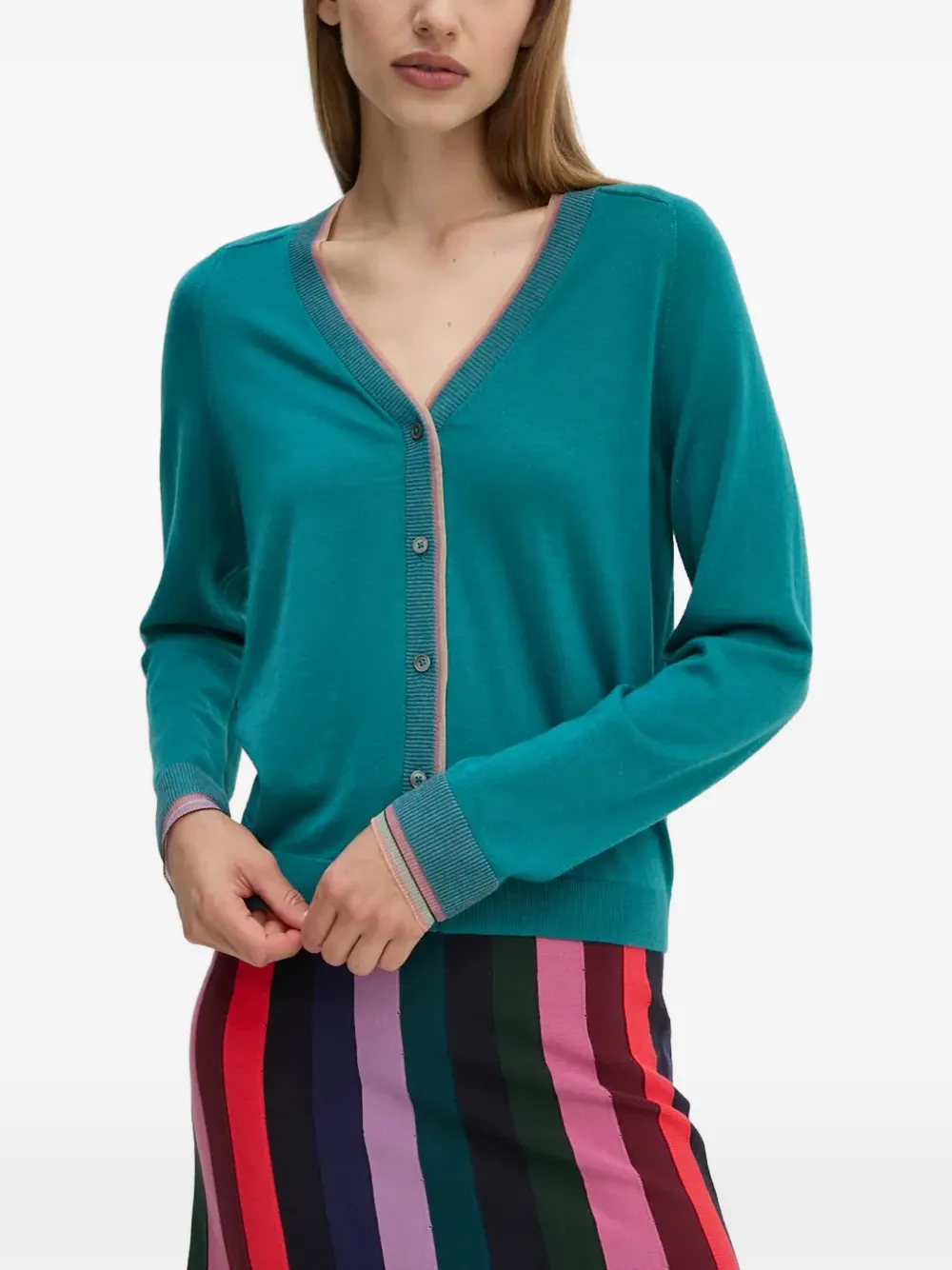 

Кардиган на пуговицах с V-образным вырезом Ps Paul Smith, зеленый