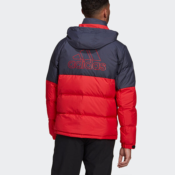 Пуховик Men's adidas C/ Outdoor Colorblock Sports hooded down Jacket Red, красный — фото 4