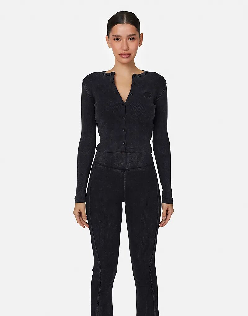 

Футболка Good For Nothing с длинным рукавом, на пуговицах, черная