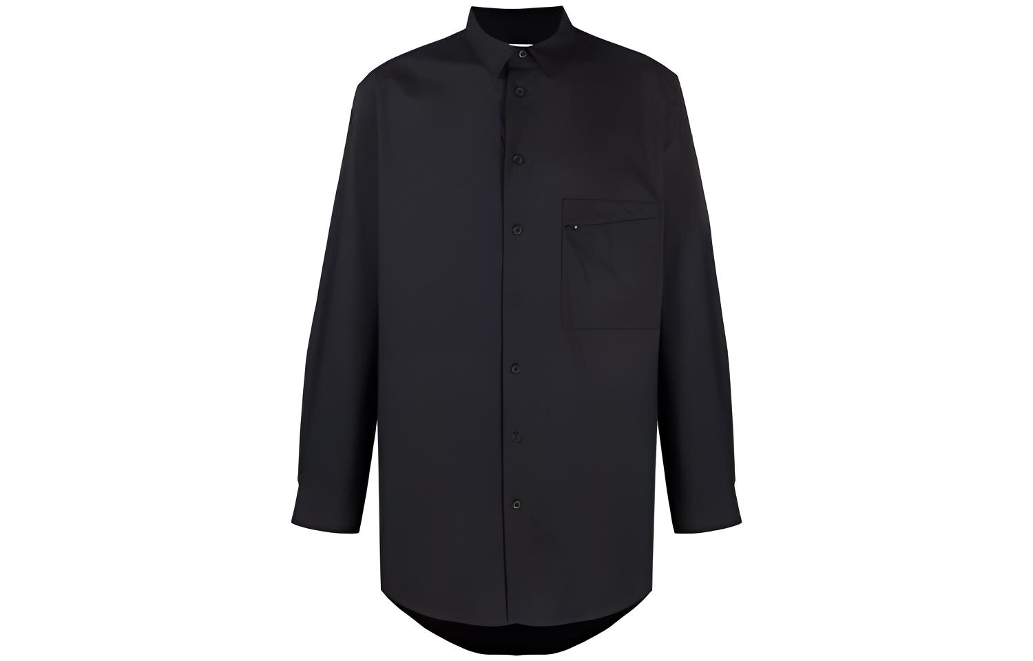 Y-3 Мужская черная рубашка Y 3 Shirts с острым воротником средней высоты