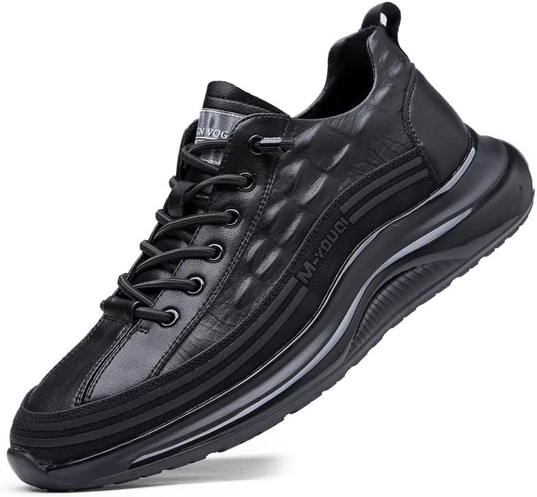 

Мужские кроссовки из мягкой кожи с принтом крокодила, удобные, на шнуровке, для бега, с противоскользящей подошвой, стильные повседневные кроссовки с воздушной подушкой Proptmina, черный