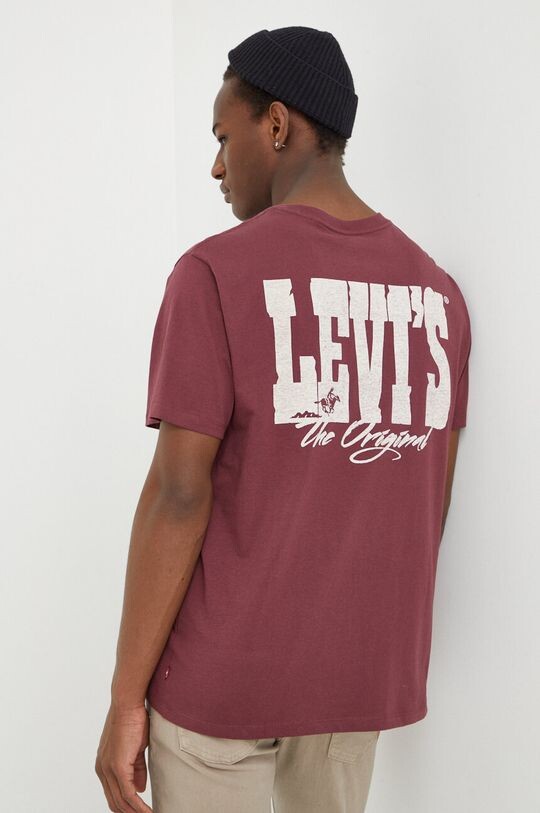 Хлопковая футболка Levi's, бордовый