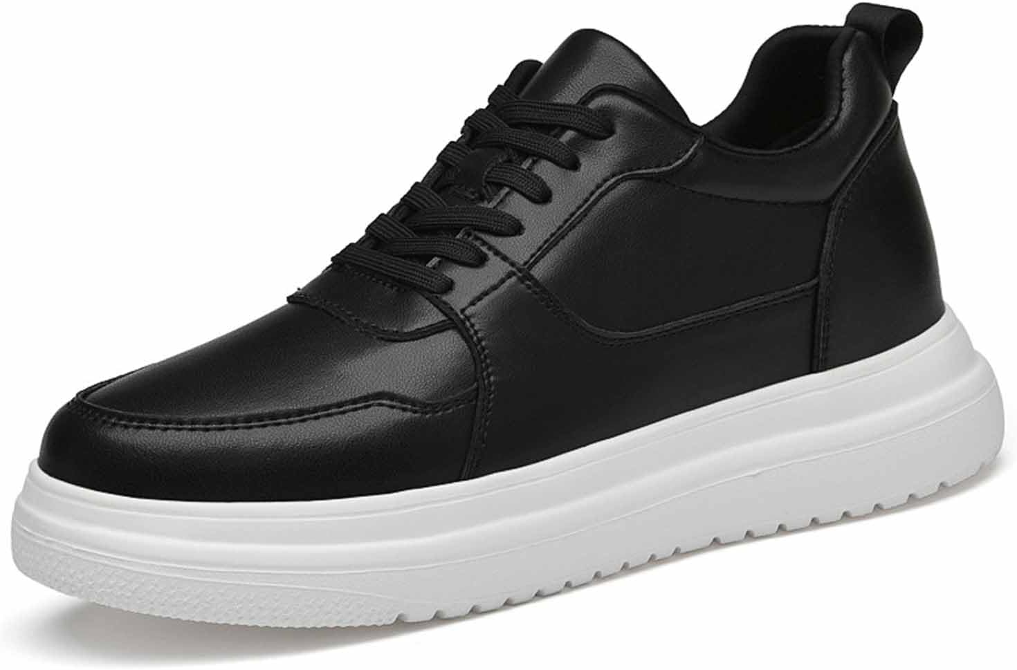 

Мужские кроссовки из натуральной кожи для увеличения роста, повседневные с мягкой подошвой и круглым носком, на платформе, слипоны, наружные нескользящие амортизирующие беговые спортивные туфли Difaback, черный