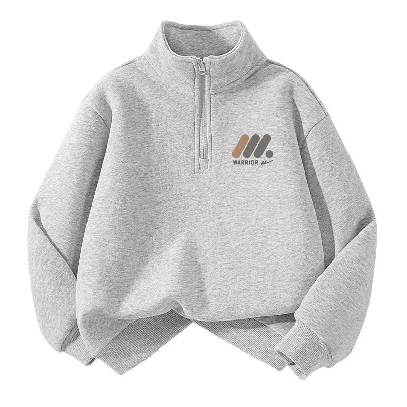 Детский свитшот с полуоткрытым воротником WARRIOR, Gray/H Three Round-Shaped Column Label K