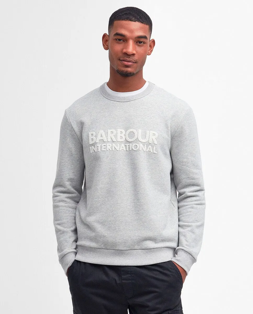 

Мужская флисовая куртка с длинными рукавами и именем на груди Barbour, серый