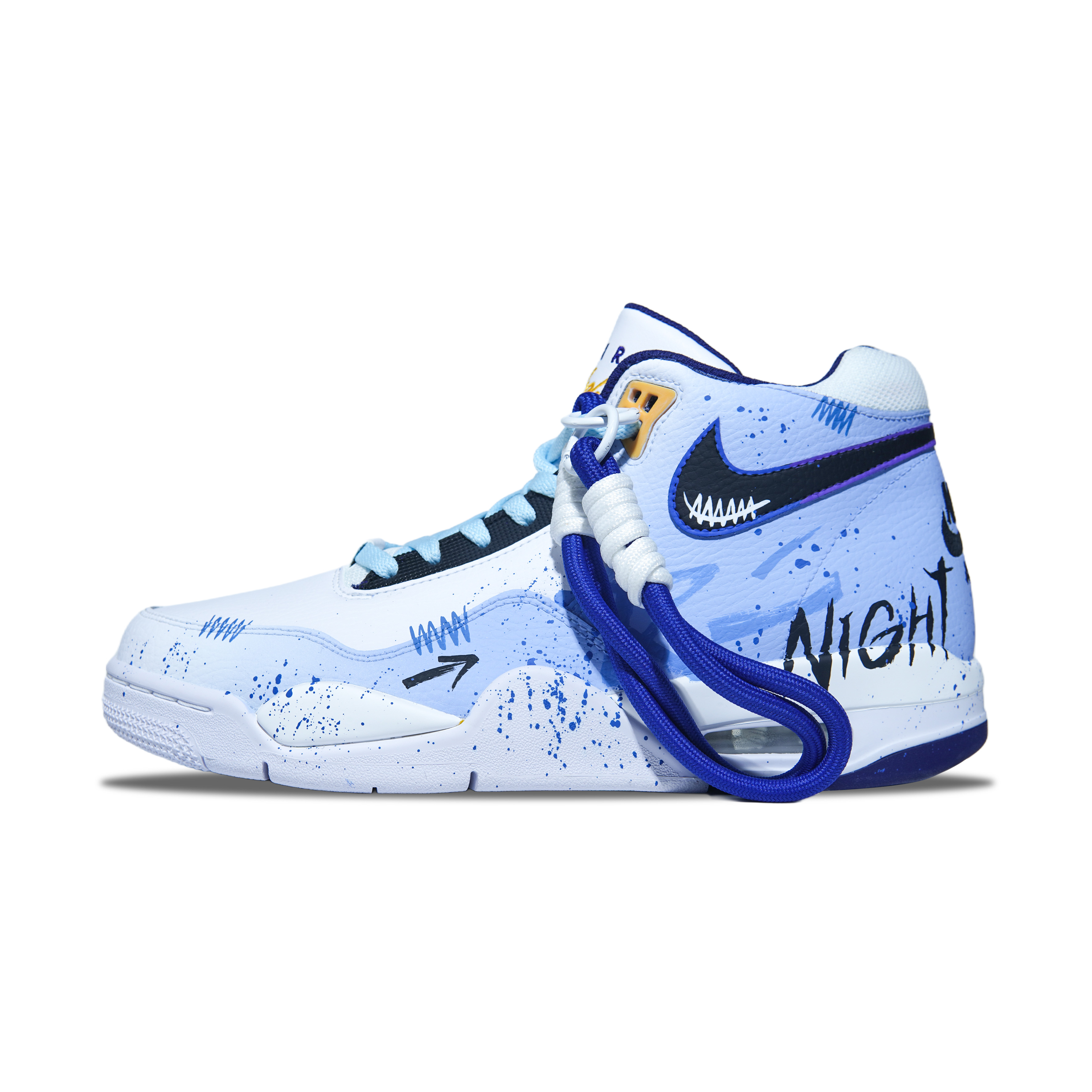

Nike Баскетбольные кроссовки Flight Legacy с противоскользящей подошвой, износостойкие, винтажные, среднего размера, мужские, белые, синие