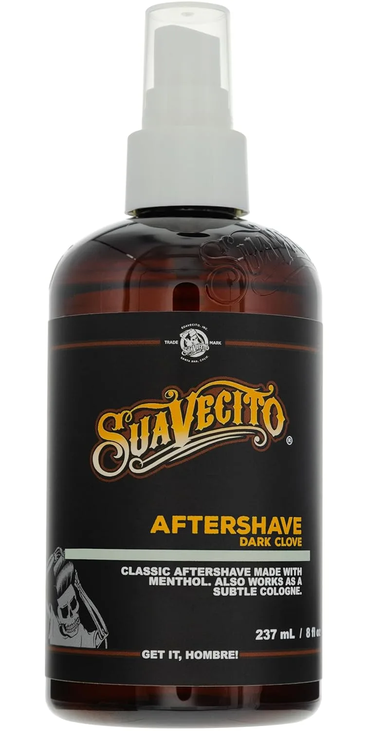 Suavecito Dark Clove Aftershave 8 oz. Pump Spray Bottle - успокаивает и увлажняет кожу, предотвращает раздражение, дарит ощущение свежести и бодрости с тонким мужским ароматом на весь день