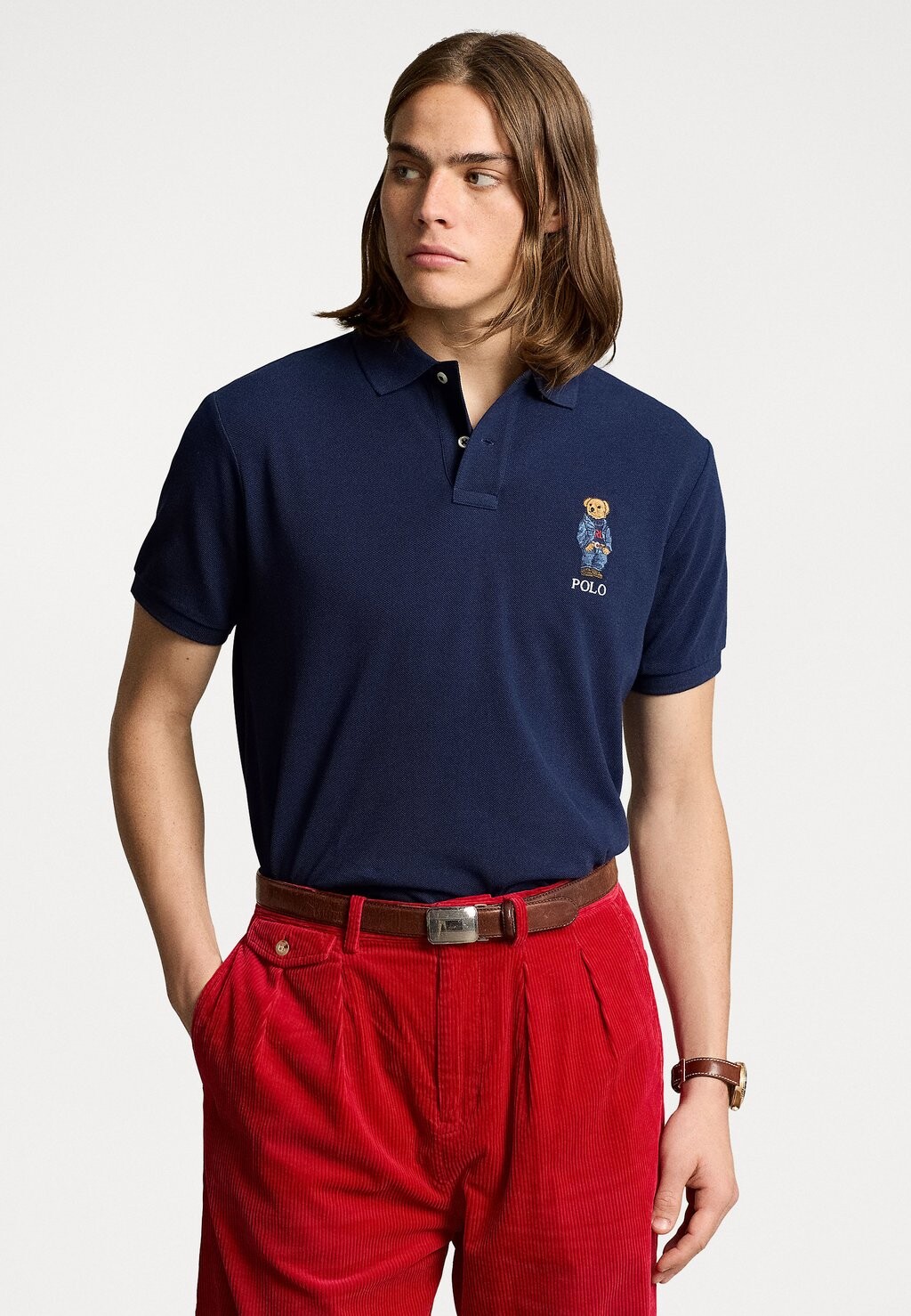 

Поло CUSTOM SLIM POLO BEAR MESH POLO SHIRT Ralph Lauren, темно-синий