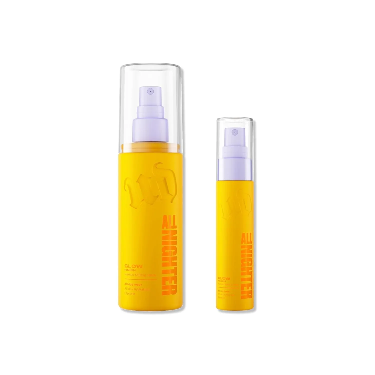 Urban Decay All Nighter Setting Spray Duo: полный размер (118 мл) и дорожный (30 мл) с эффектом сияния, водостойкий, фиксирующий праймер