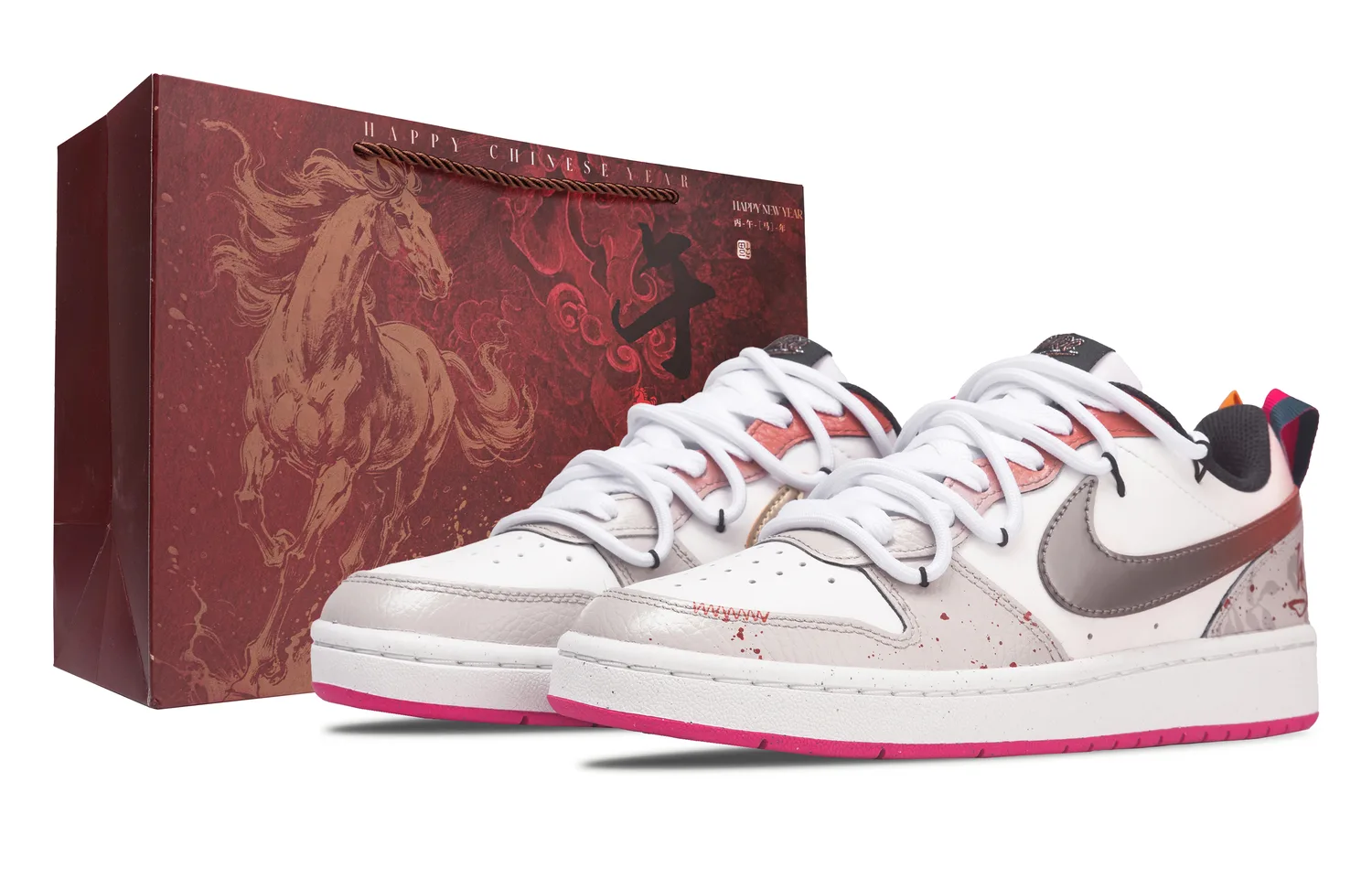 Nike Кроссовки для скейтбординга Court Borough Auspicious Horse And Blessing низкие детские устойчивые к истиранию beige gold