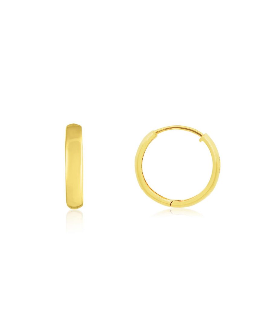 

Золотые серьги-кольца Huggie Hoop, 14-каратное золото, 15 x 3 миллиметра The Lovery, Gold