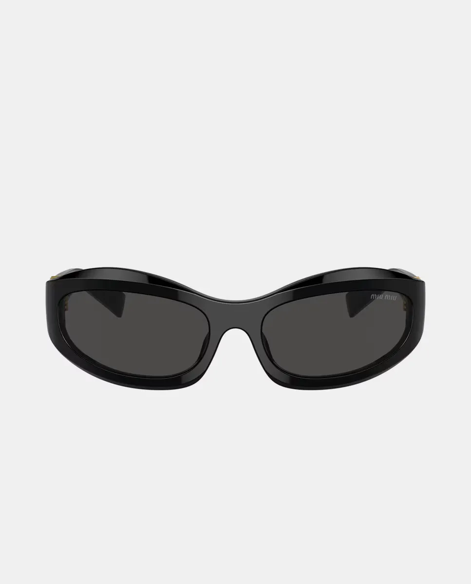 

Женские геометрические солнцезащитные очки из серого ацетата Miu Miu, чёрный