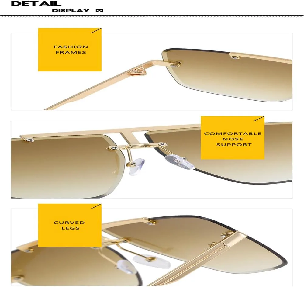 

Солнцезащитные очки без оправы, прямоугольной формы, модные, для женщин и мужчин, большие солнцезащитные очки для женщин и мужчин, для летних путешествий KTUCN, 4