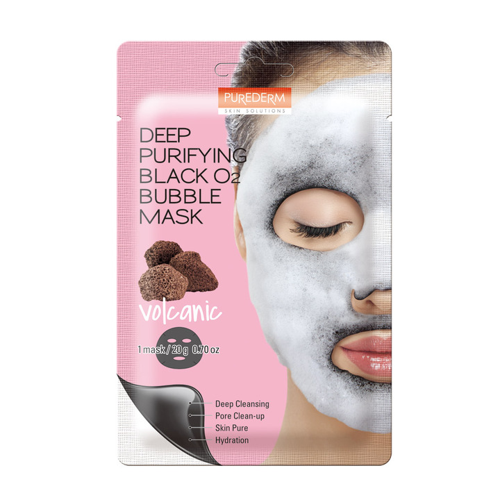 

Очищающая маска для лица deep purifying bubble volcanic mask Purederm, вес 20 гр.