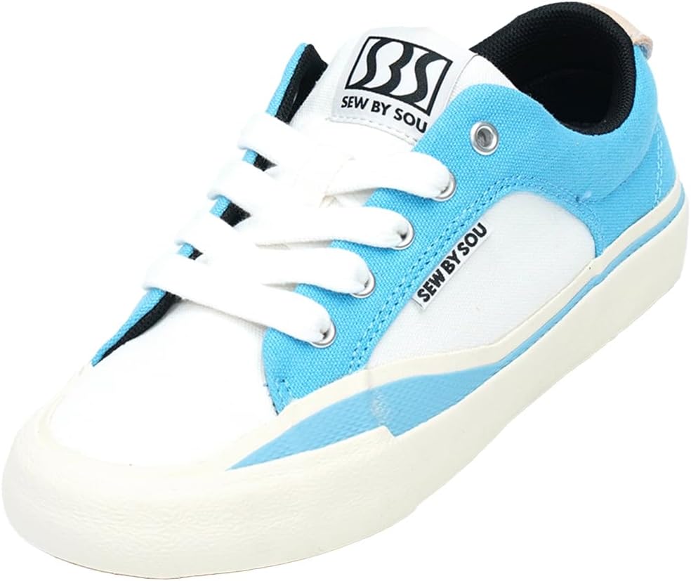 

Кеды для скейтборда для детей и подростков с противоскользящей подошвой, низкие скейт-кеды профессиональной модели с амортизирующими свойствами Sew By Sou, белый/синий