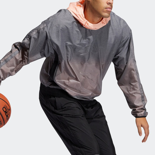Куртка basketball sports contrasting colors hooded logo jacket gray Adidas, серый — фото 4