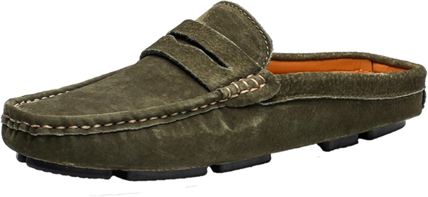 

Мужские слипоны Abborora, тапочки, кожаные лоферы, формальная и повседневная обувь с открытой пяткой, бизнес-кэжуал, мужские обувь, зеленый