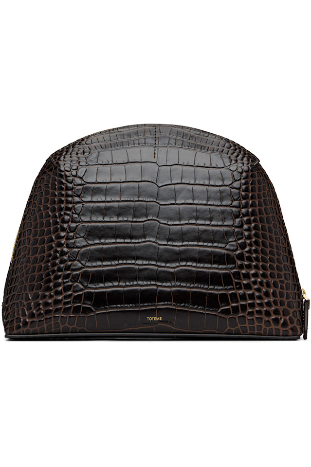 

Toteme Коричневая клатч-сумочка среднего размера с тиснением под крокодиловую кожу