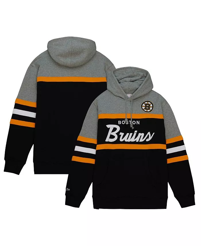 

Мужская черно-серая толстовка с капюшоном Head Coach Boston Bruins Mitchell & Ness