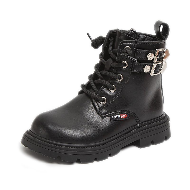 Термоусадочные детские кожаные ботинки Slip Resistant KINDDOG, черный (32307-clearly)