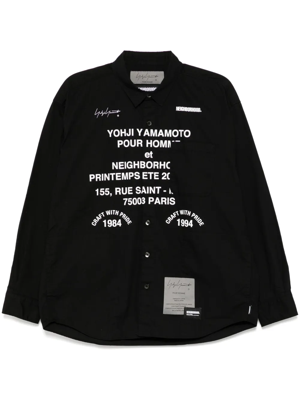 

Рубашка с длинными рукавами из коллаборации с Neighborhood Yohji Yamamoto, черный