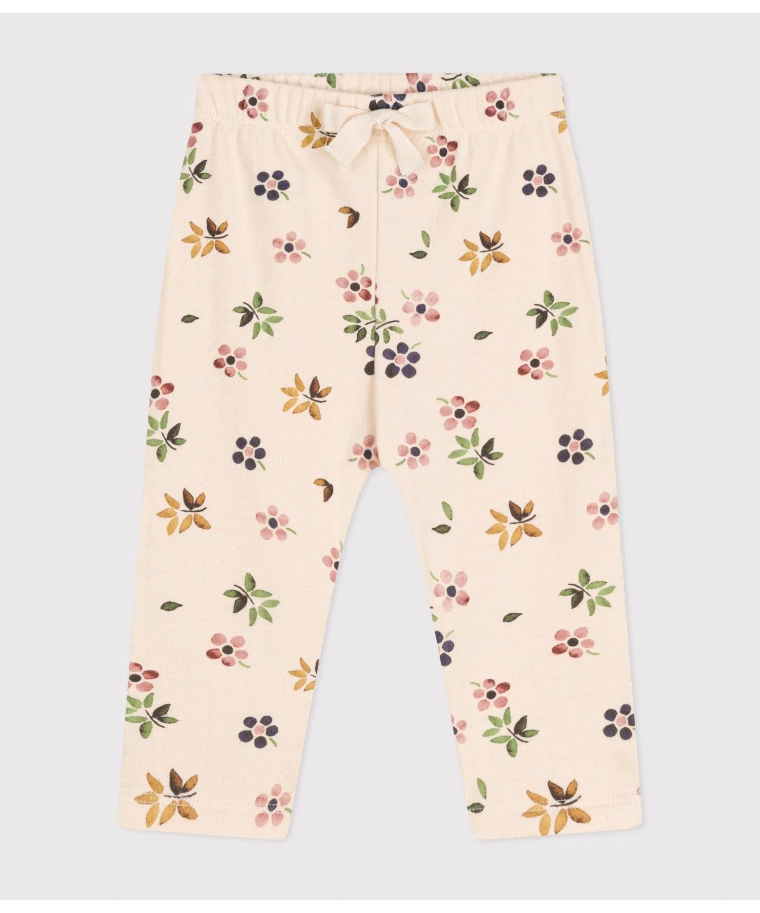 Детские брюки с цветочным принтом Petit Bateau хлопковые белые