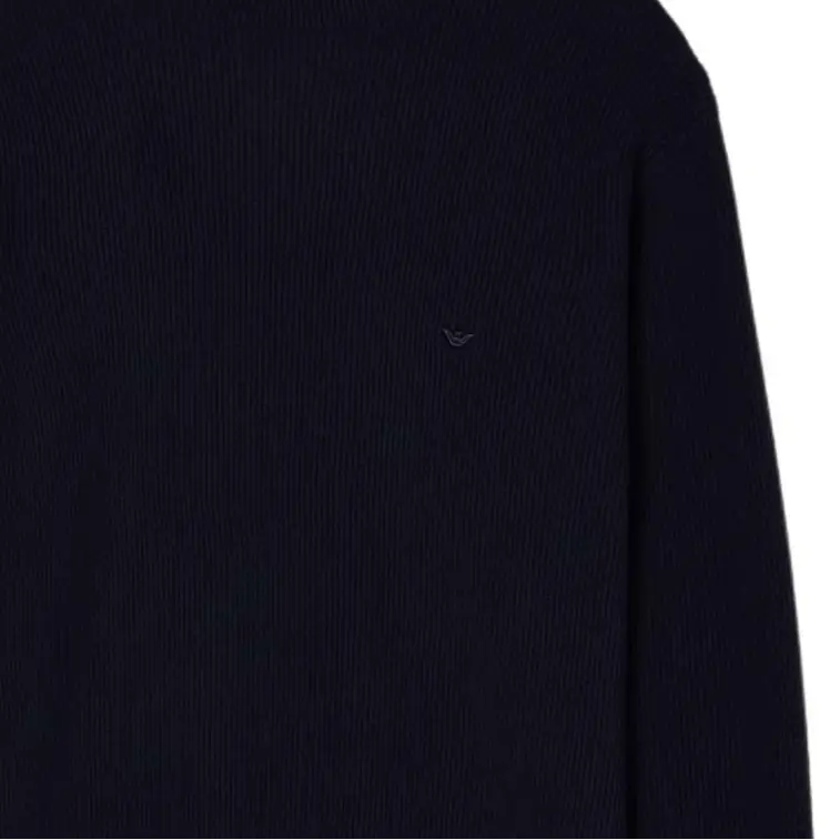 Джемпер fisherman's rib из virgin wool EMPORIO ARMANI, синий — фото 2