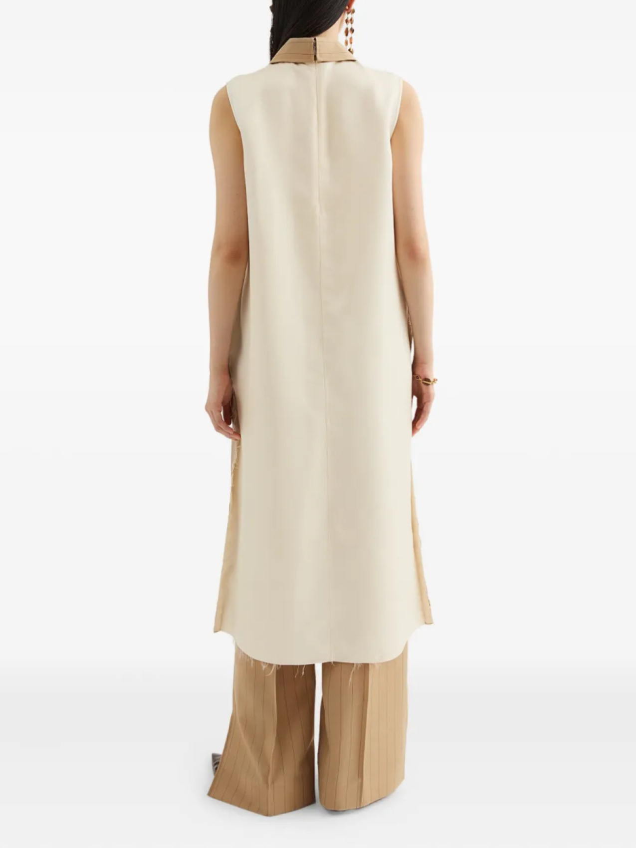 Jil Sander платье миди в тонкую полоску, нейтральный — фото 4
