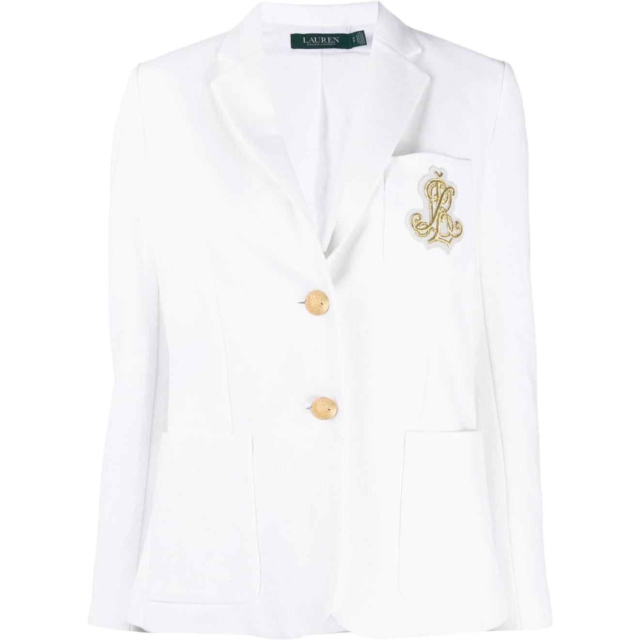

Однобортный блейзер с логотипом LAUREN RALPH LAUREN, белый