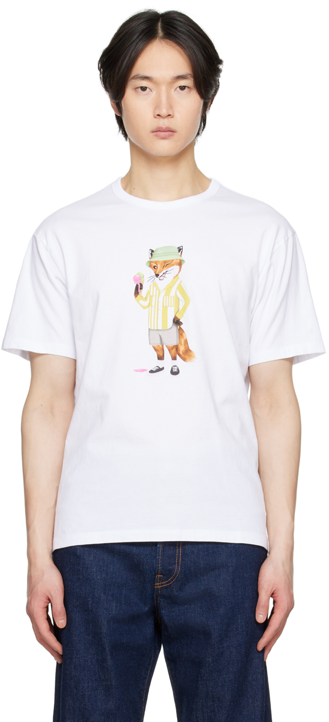 

Футболка с изображением одетой лисы Maison Kitsune