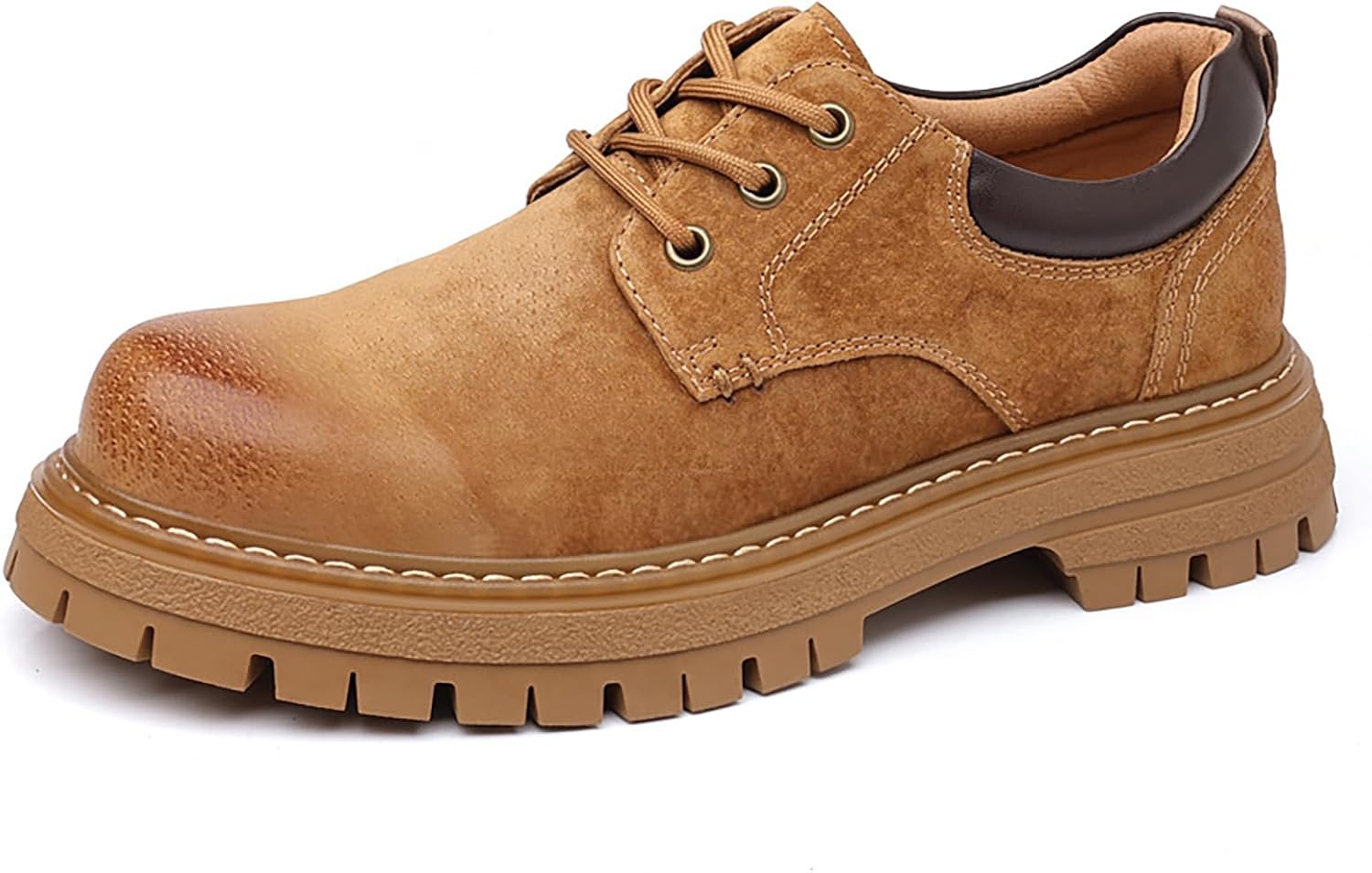 

Мужские кожаные оксфорды на платформе, классические туфли с круглым носком на шнуровке, удобная нескользящая подошва на массивном каблуке, дерби Vozpfui, желтый