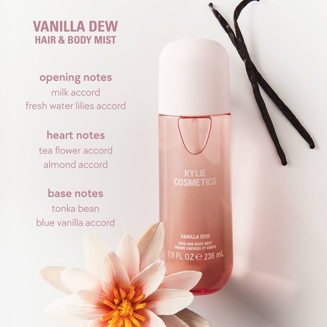 Спрей для тела vanilla dew hair & body mist Kylie Cosmetics, объем 236 мл — фото 3
