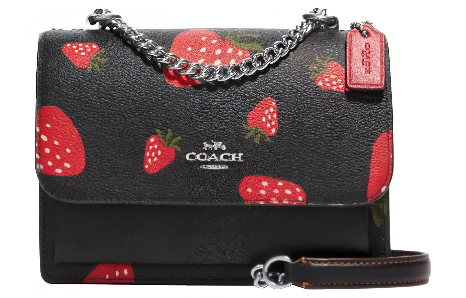 

COACH Кожаный дорожный саквояж через плечо миниатюрный женский черный