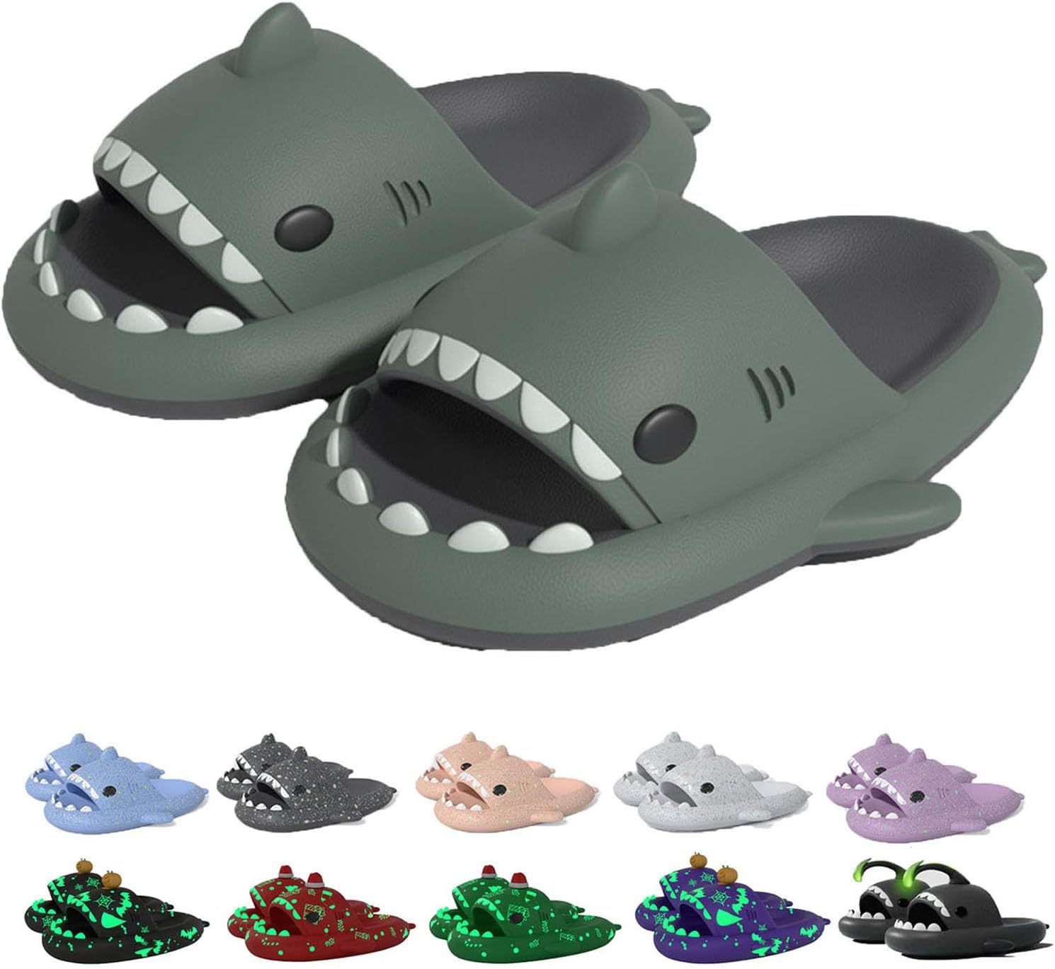 

Шлепанцы Cloud Shark, шлепанцы Galaxy Shark, светящиеся в темноте, шлепанцы Galaxy Shark с блестками, шлепанцы Shark, нескользящие шлепанцы-подушки Shark для женщин и мужчин Spacebuyer
